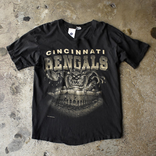 90's Looney Tunes NFL “Cincinnati Bengals×Tasmanian Devil“ ダメージ! Tシャツ 250620H