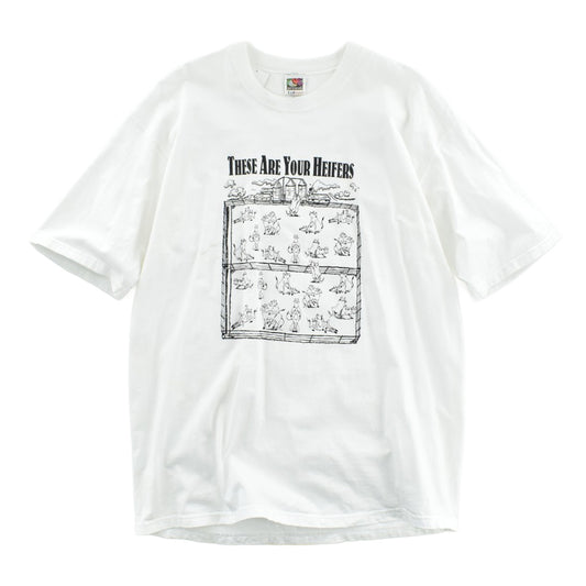 90's Pharmacia & Upjohn "THESE ARE YOUR HEIFERS" 発情牛 ジョーク Tシャツ 260828H