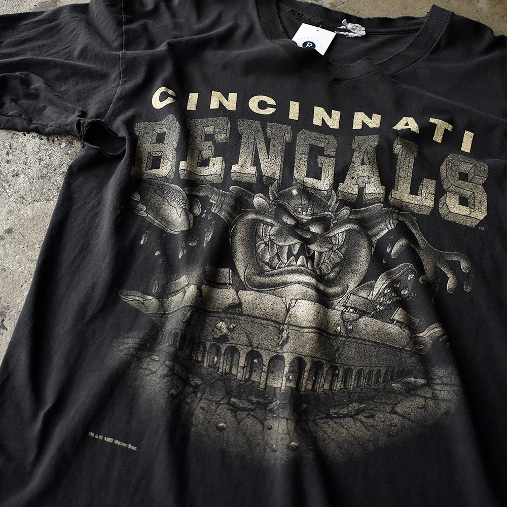 90's Looney Tunes NFL “Cincinnati Bengals×Tasmanian Devil“ ダメージ！ Tシャツ 250620H