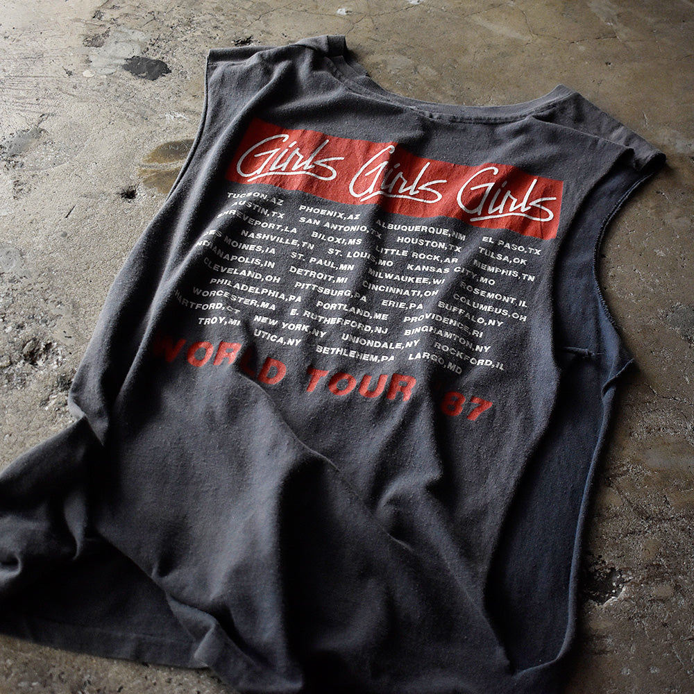 80's Mötley Crüe “Girls,Girls,Girls” World Tour カットオフTシャツ 240902H