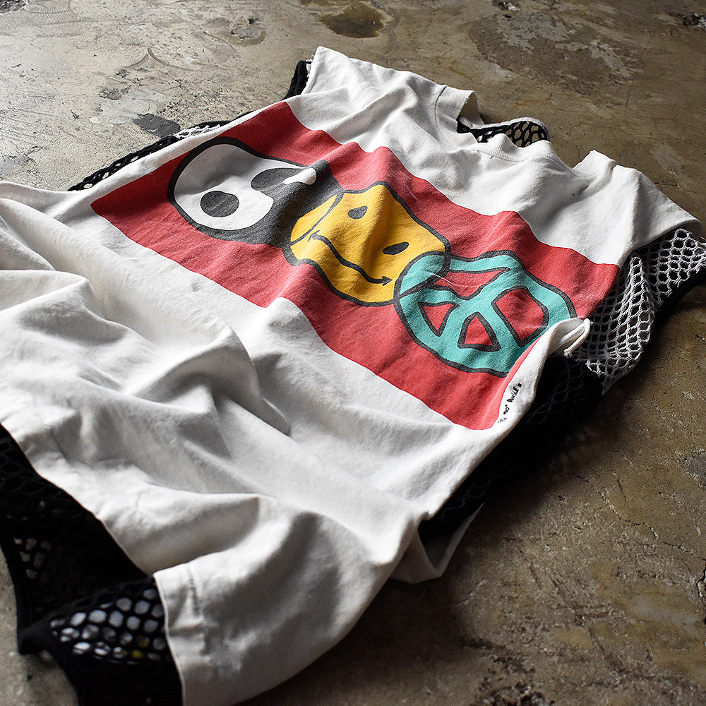 陰陽 スマイル ピースマーク カットオフTシャツ 90年代 USA製 ヴィンテージ