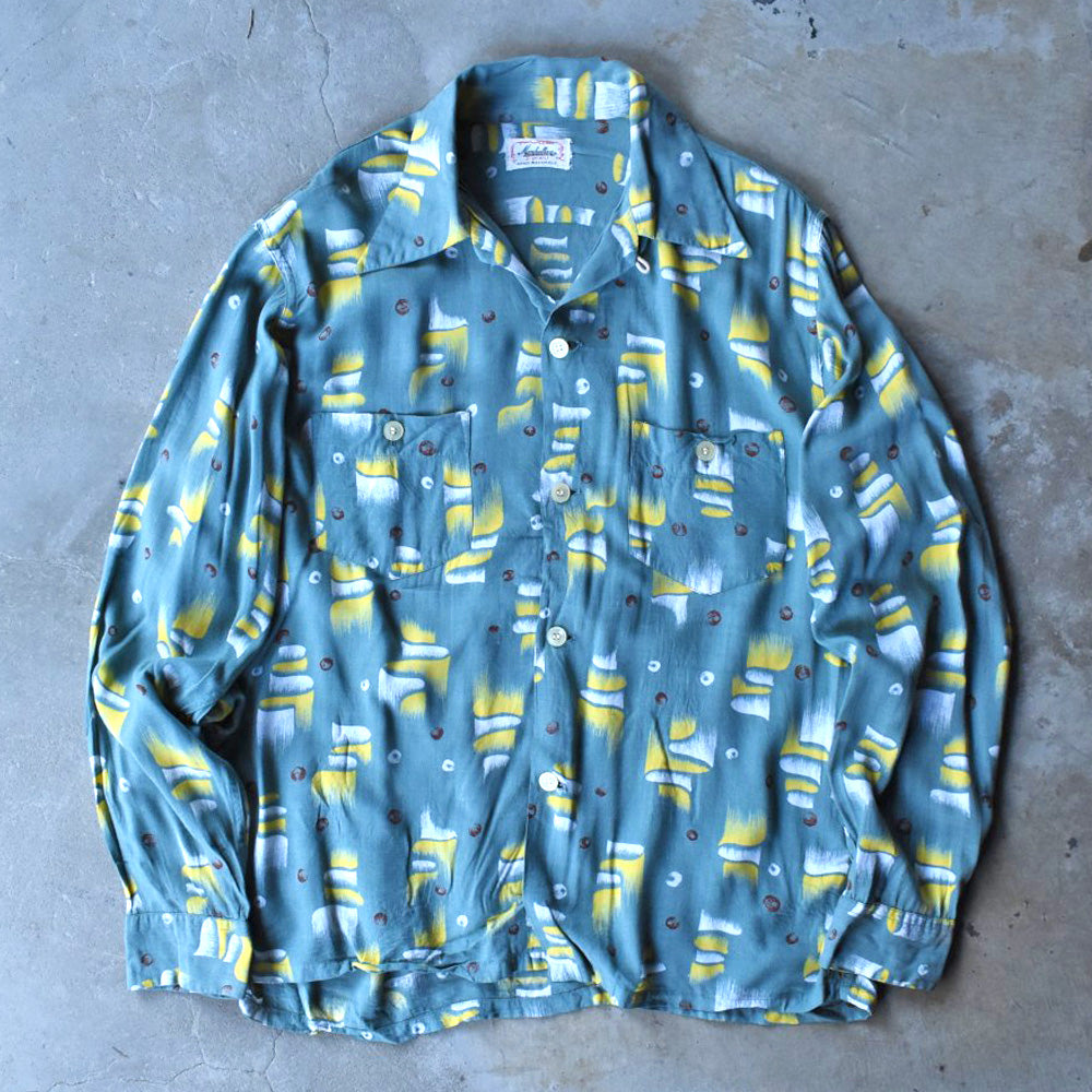 50’s Manhattan アトミック柄 レーヨン ループカラーシャツ  251216H
