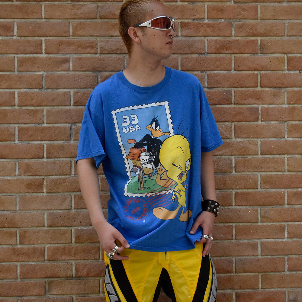 90's Looney Tunes “Tweety×Daffy Duck stamp！” 海外アニメ キャラ Tシャツ 250728H