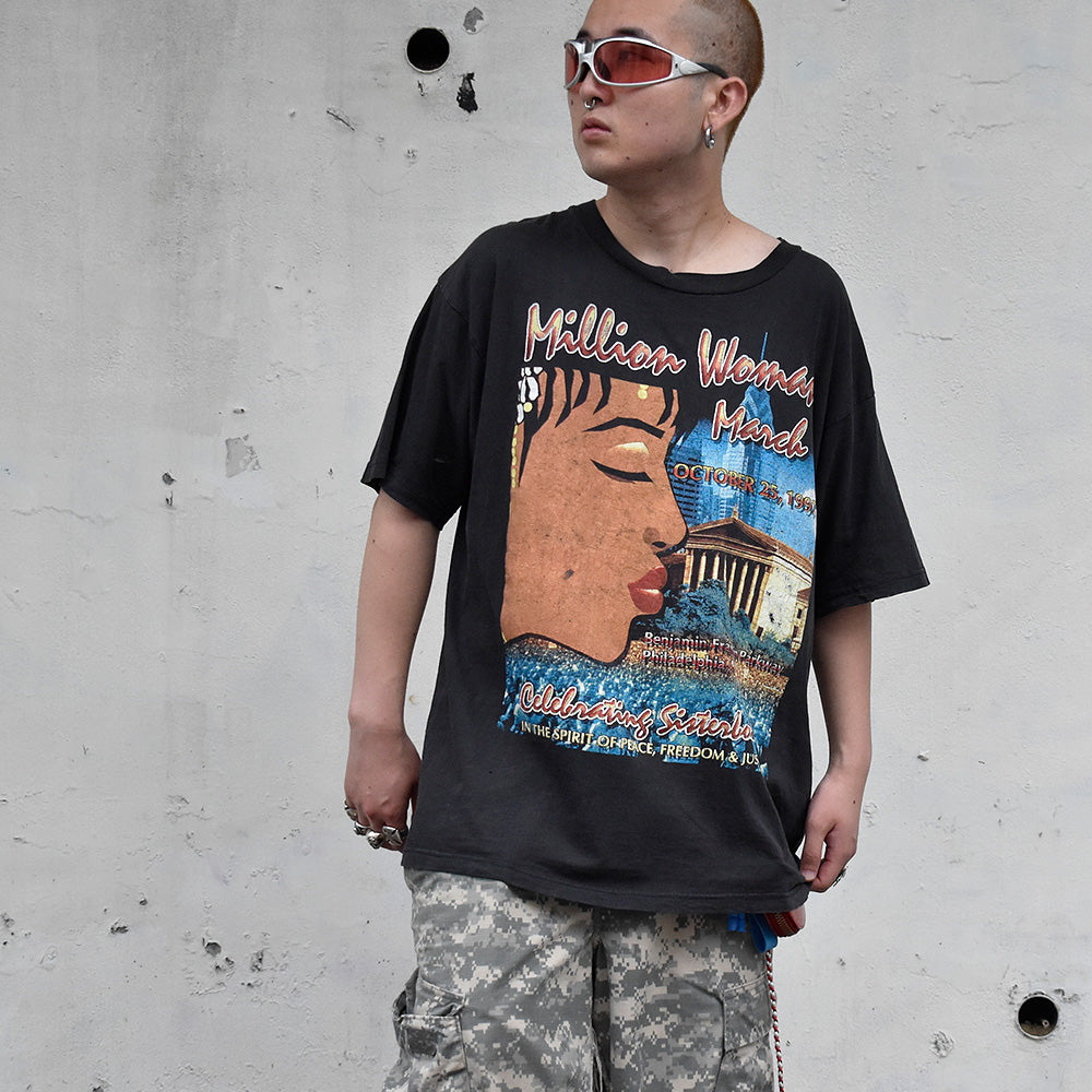 90's “MILLION WOMAN MARCH“ RapTee Type！Tシャツ 250630H
