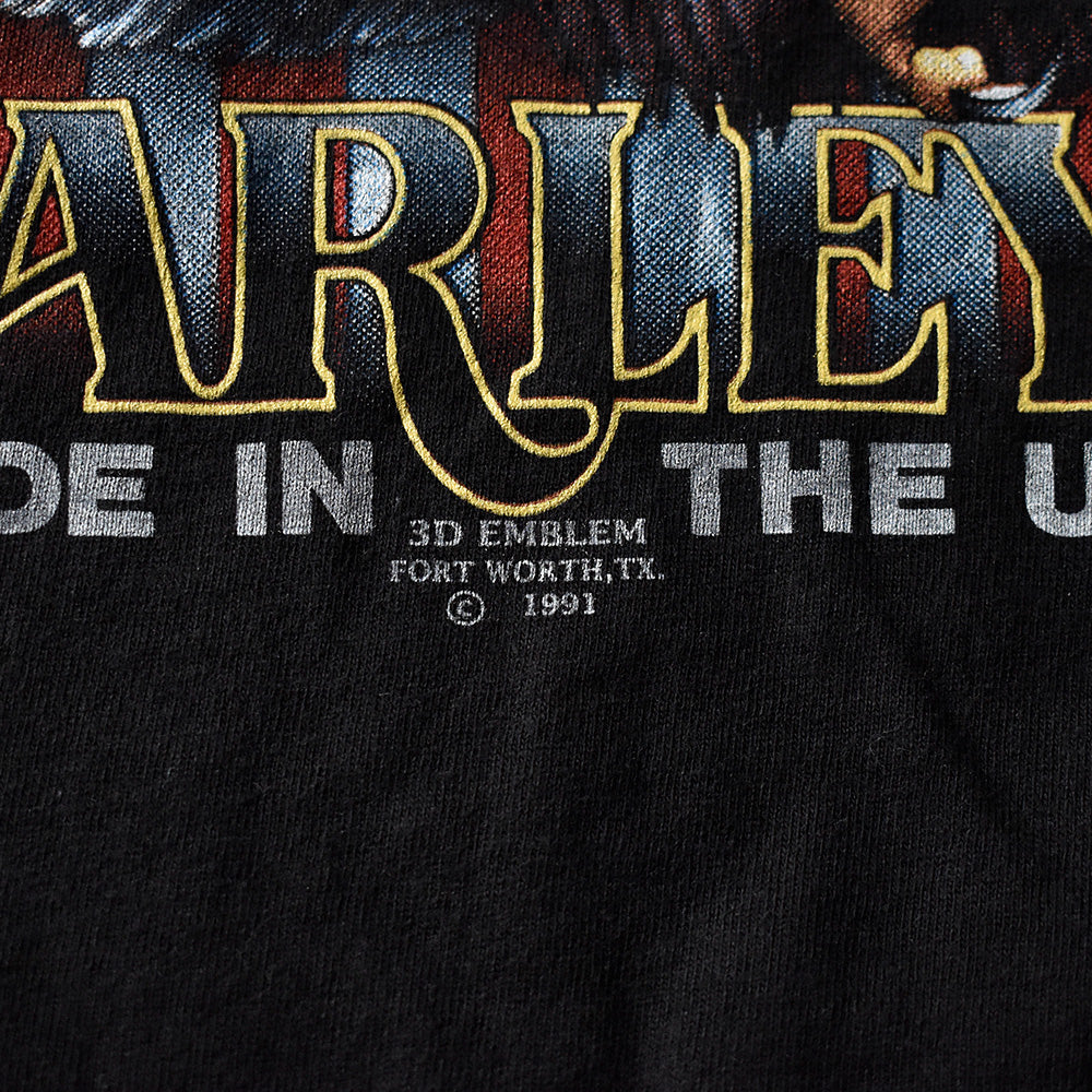 90's Harley Davidson 3D EMBLEM “星条旗×イーグル” Tシャツ USA製 240727H