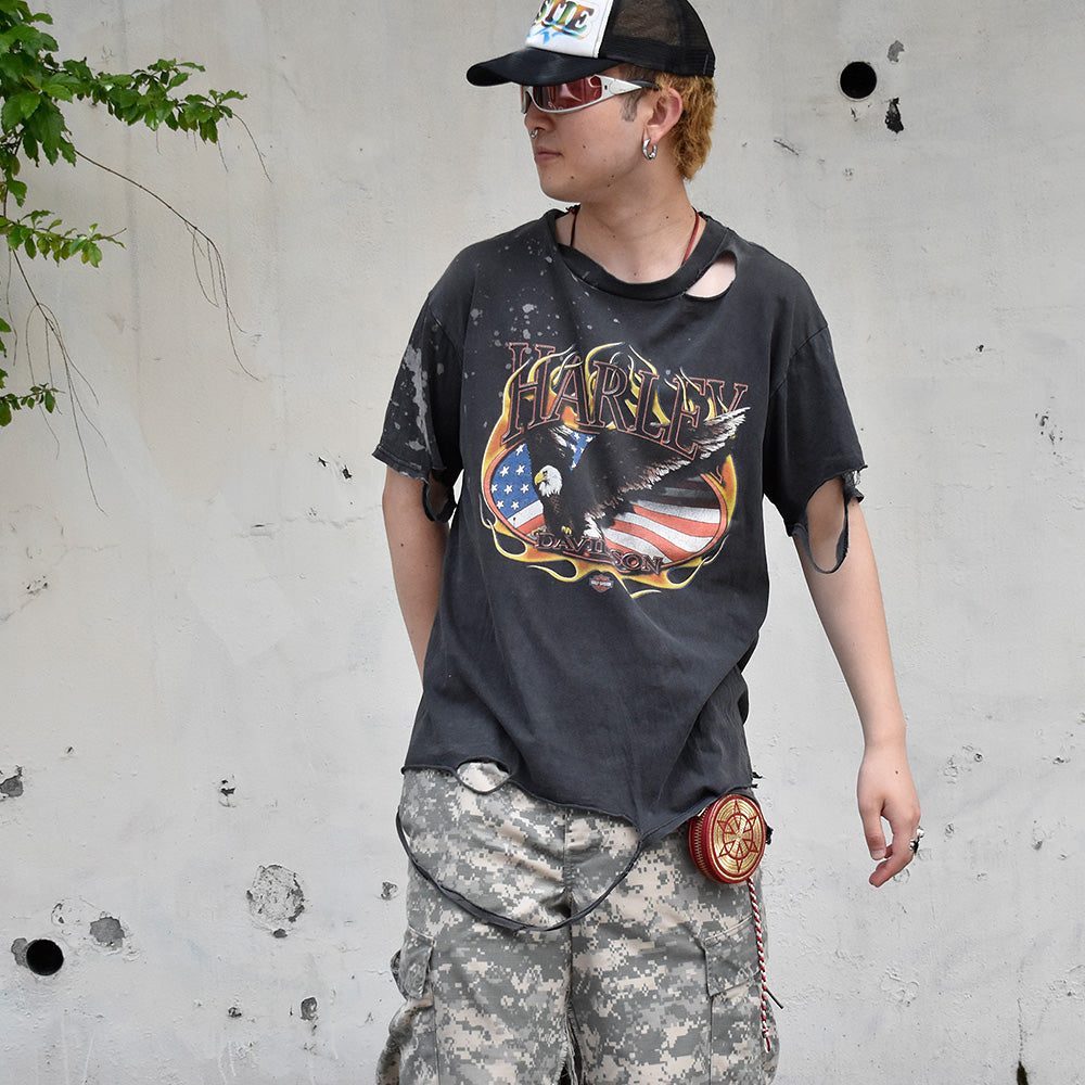 90's ボロ！ Harley-Davidson “星条旗×イーグル” Tシャツ USA製 250604H