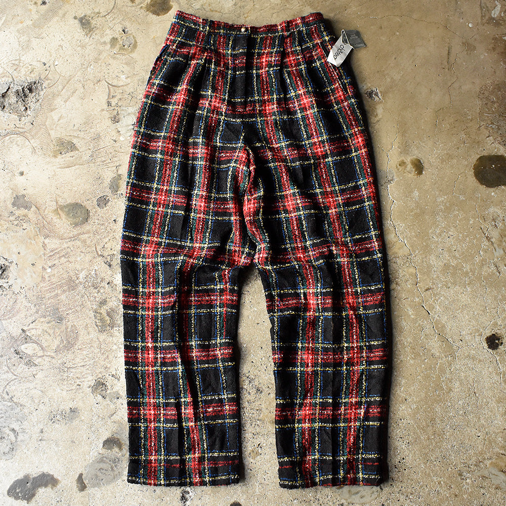le chateau チェック柄 タック入り ウールパンツ デッドストック 1990年 カナダ製 ヴィンテージ
