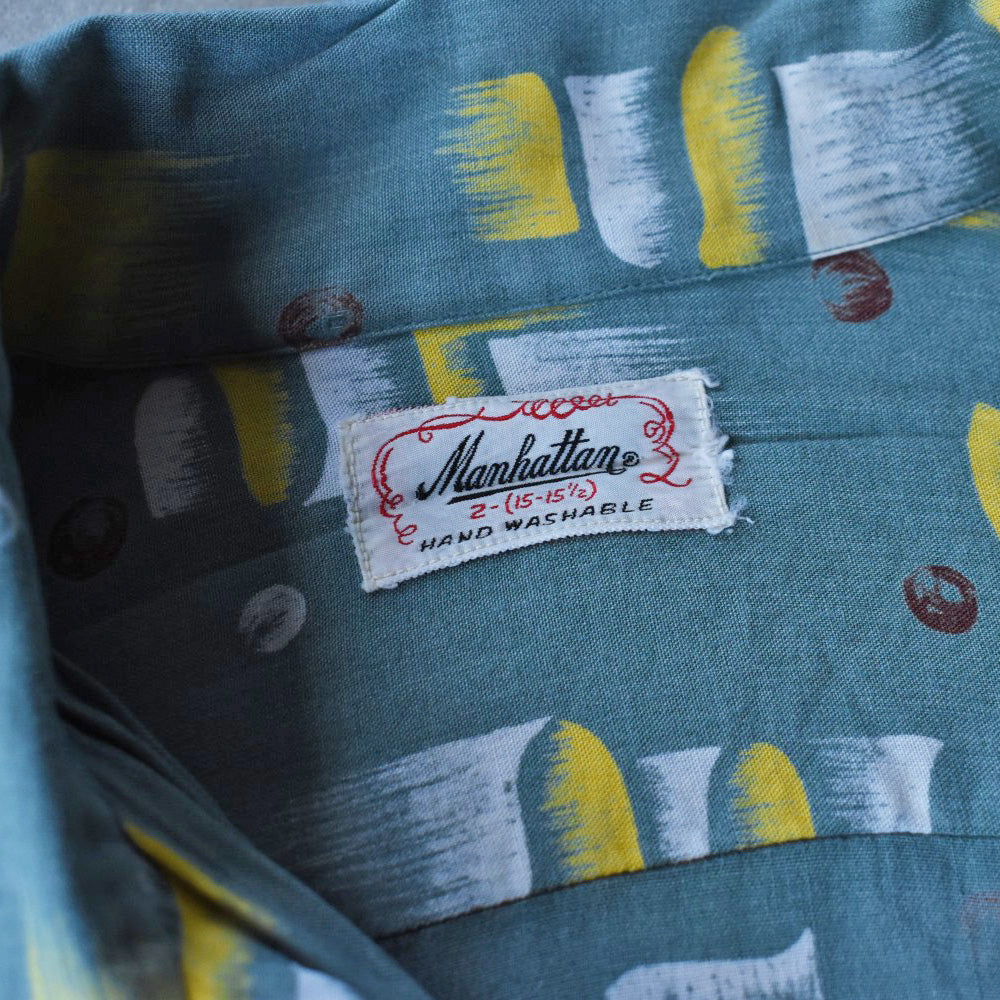 50’s Manhattan アトミック柄 レーヨン ループカラーシャツ  251216H