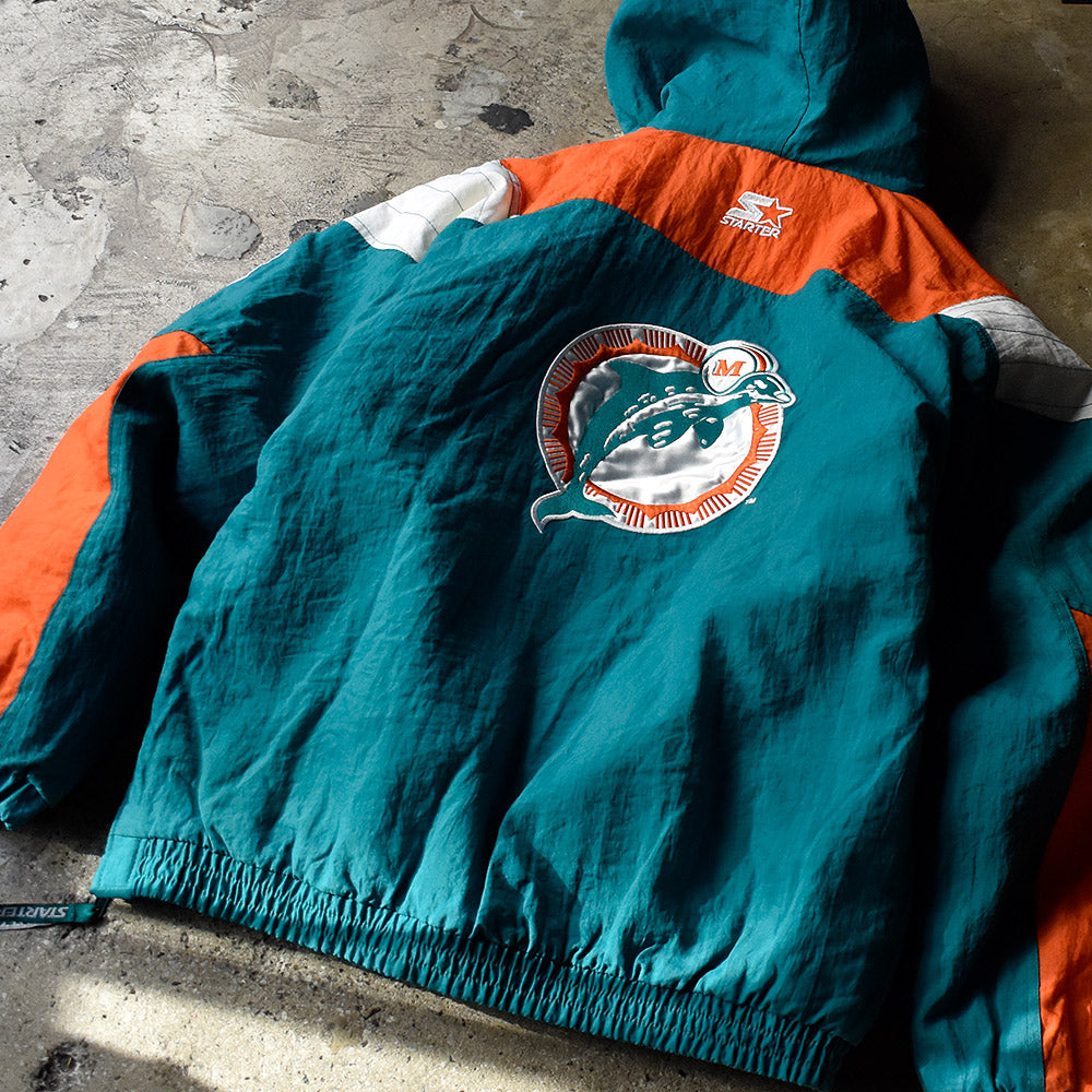 Y2K STARTER NFL “Miami Dolphins” 中綿入りナイロン アノラックパーカー 241222H