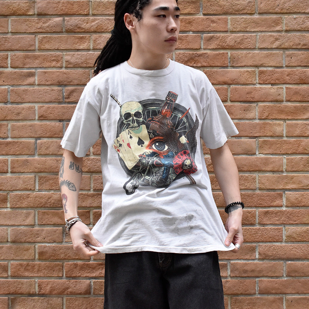90's skull＆bike Tシャツ 240328H