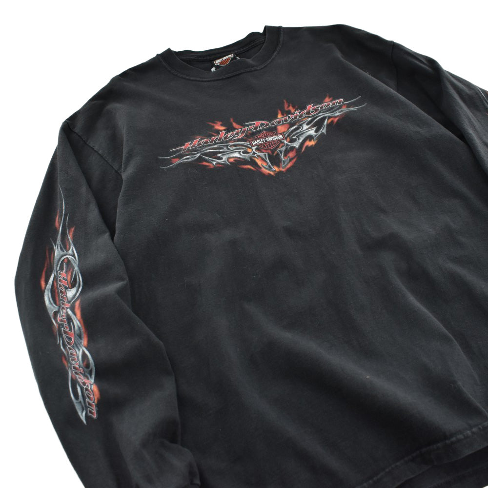 Y2K Harley-Davidson トライバルフレーム ロングスリーブTシャツ USA製 260421H