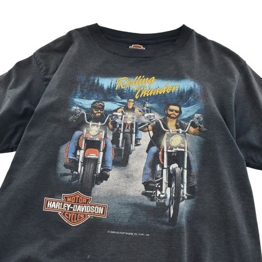 90's HARLEY-DAVIDSON / 3D EMBLEM "Rolling Thunder" ハーレーT 260623H