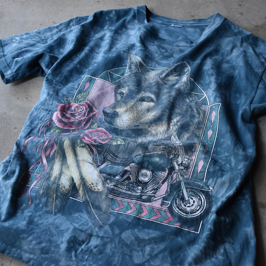 オオカミ アニマルプリント タイダイ Tシャツ 230724