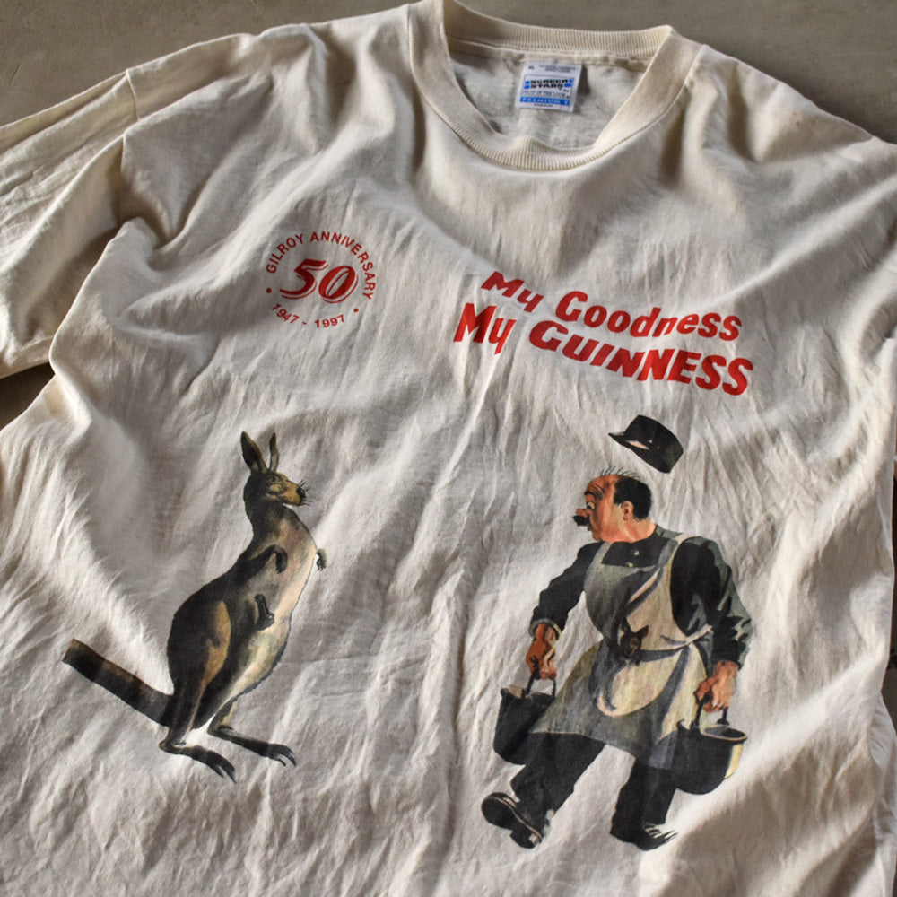 90's　Guinness/ギネス “My Goodness My GUINNESS” 広告 アートプリント Tシャツ　230515