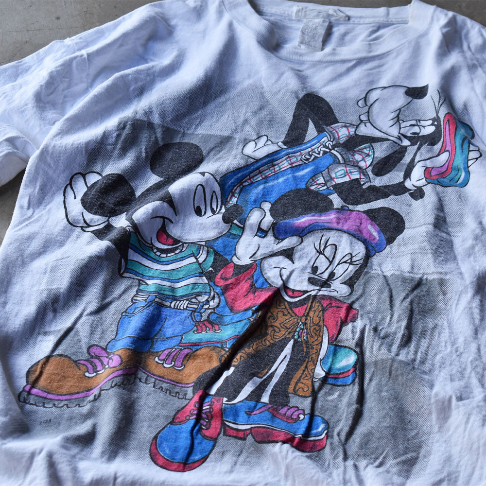 90’s Disney ”Mickey＆Friends” 両面プリント キャラ Tシャツ USA製 240802