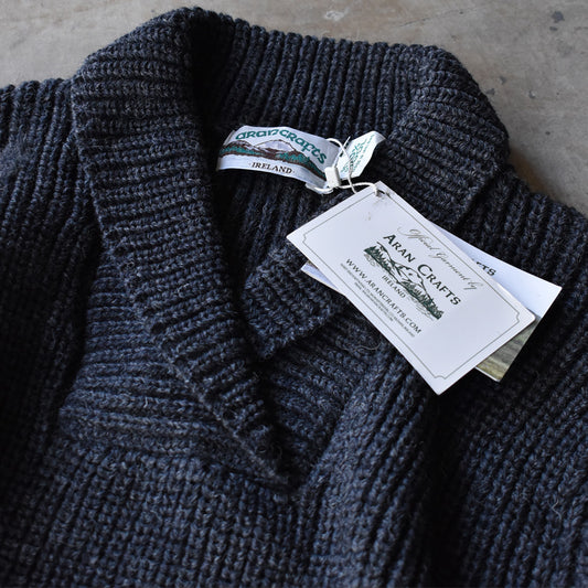 90's デッドストック! aran crafts ショールカラーセーター アイルランド製 240124