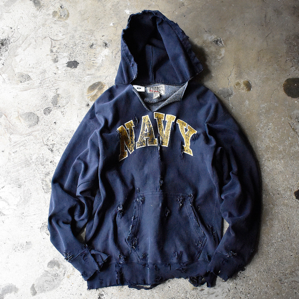 STEVE AND BARRY'S NAVY リバースタイプ ボロ パーカー 1990年 ネイビー ヴィンテージ