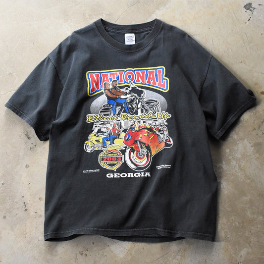 Y2K ”NATIONAL Bikers Round Up” 両面プリント バイク Tシャツ 250609