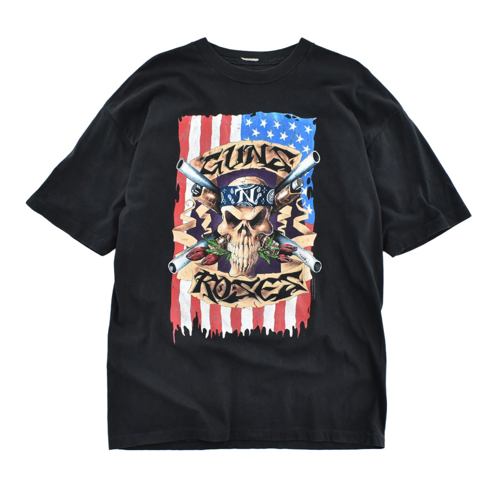 90's GUNS N' ROSES 星条旗 スカル ハードロックTシャツ 260818H