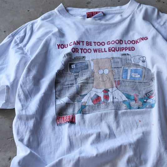 90’s DILBERT “NO PLACE FOR WIMPS” コミック アート Tシャツ 240607