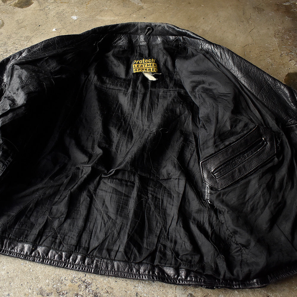 80's～ ハンドペイント！ PROTECH LEATHER APPAREL ライダース レザージャケット 240318H