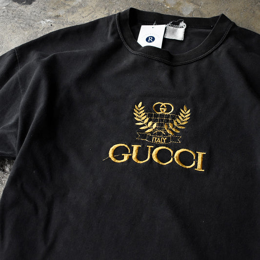 90's ブートレグ “GUCCI” ブラック×ゴールド刺繍!Tシャツ 250604H