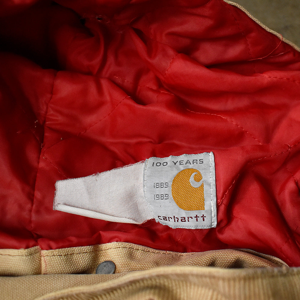80's 100yearsタグフード付き！ ダメージ！ Carhartt ダック チョアコート キルティングライナー 240107H