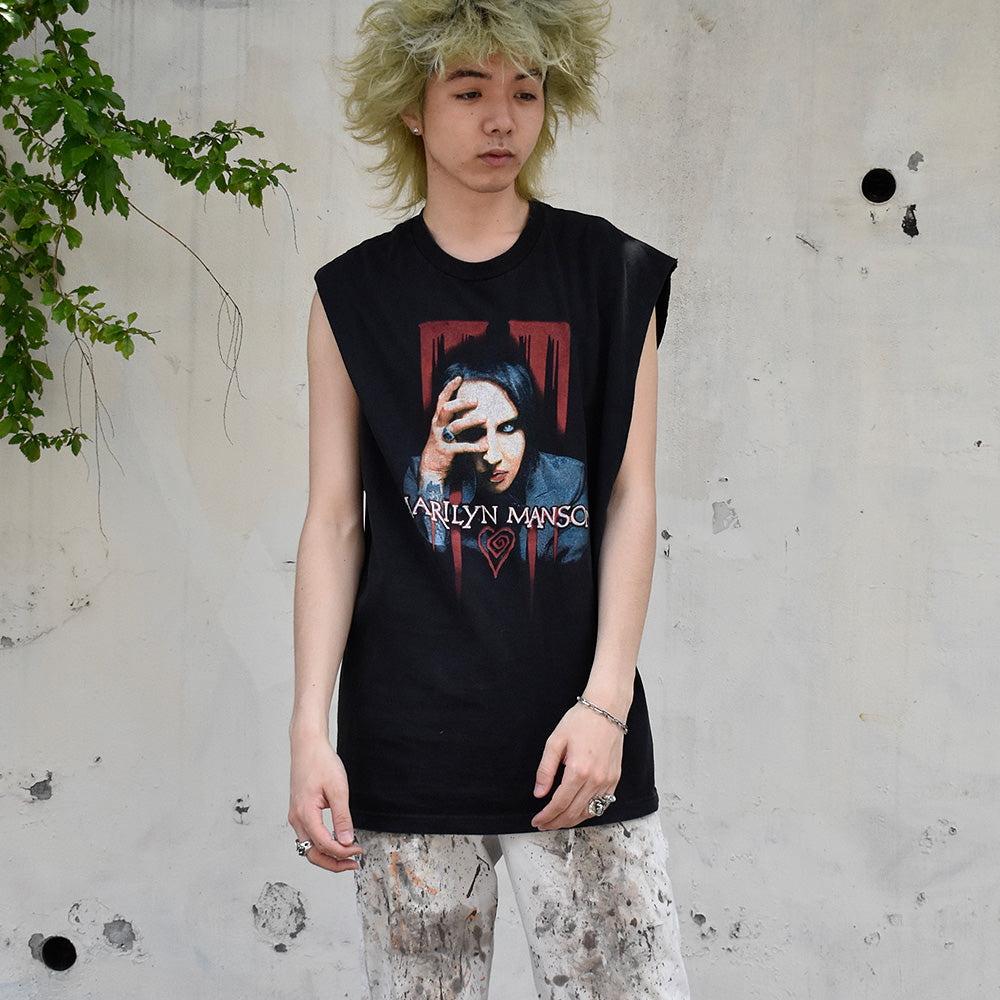 Y2K Marilyn Manson “Eat Me, Drink Me” カットオフTシャツ 250605H