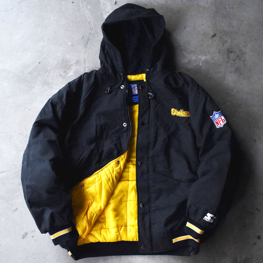 90’s STARTER “NFL Pittsburgh Steelers” 中綿入り フード ナイロンジャケット 240107