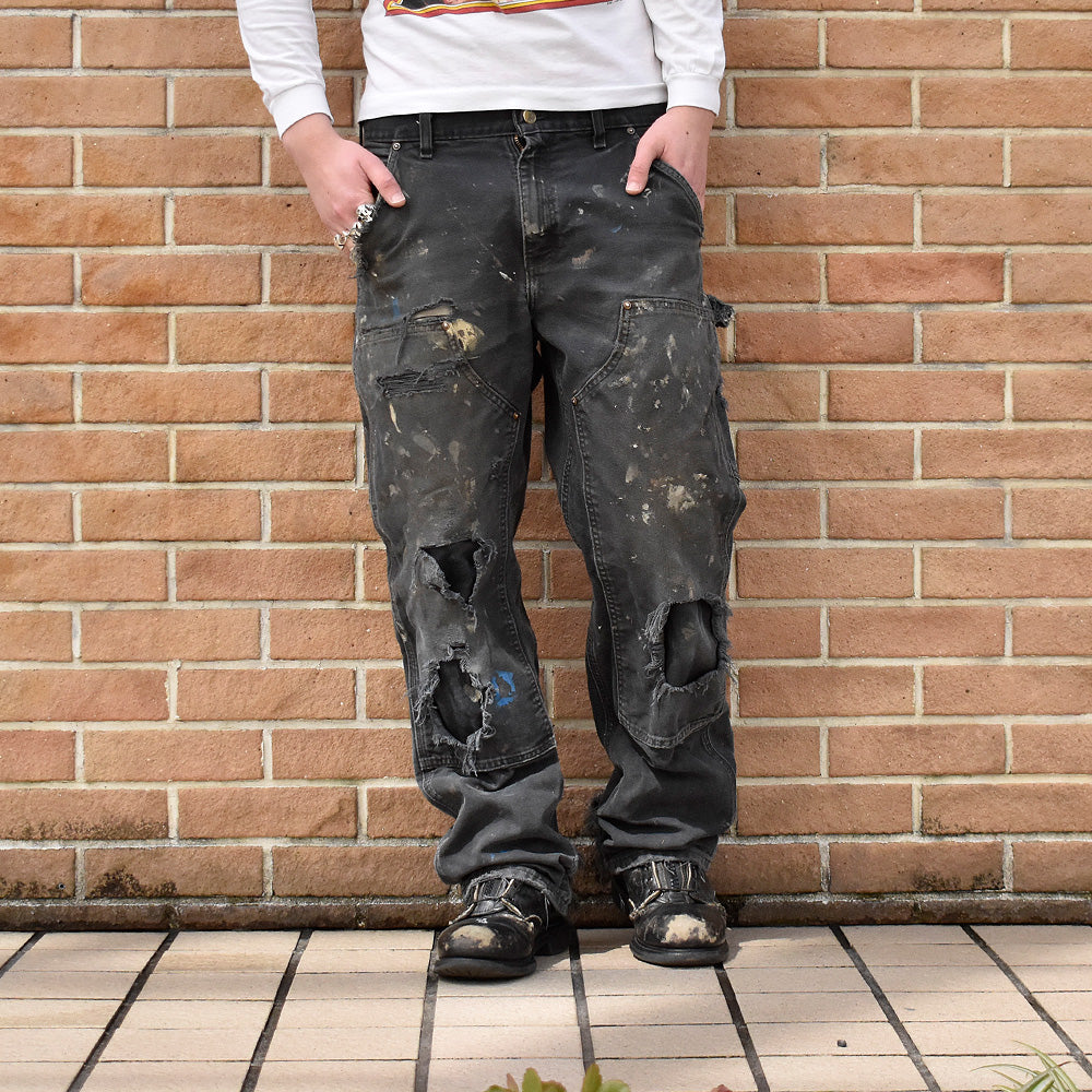 Carhartt ブラック！ ボロ！ ダブルニー ダック ペインターパンツ 250317H