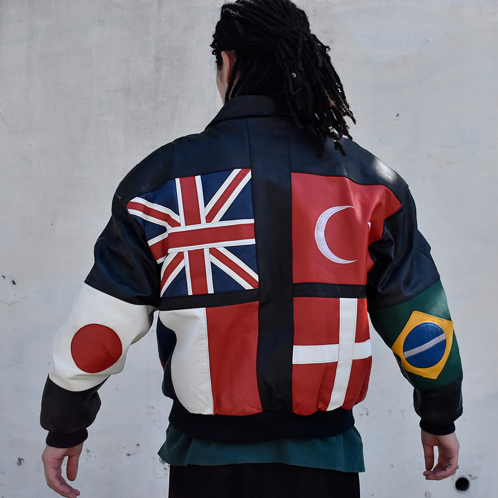90's phase2 “National flag” レザージャケット 231004H