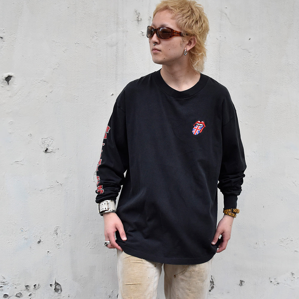 90's The Rolling Stones ユニオンジャックロゴ刺繡 ロングスリーブTシャツ 240606H