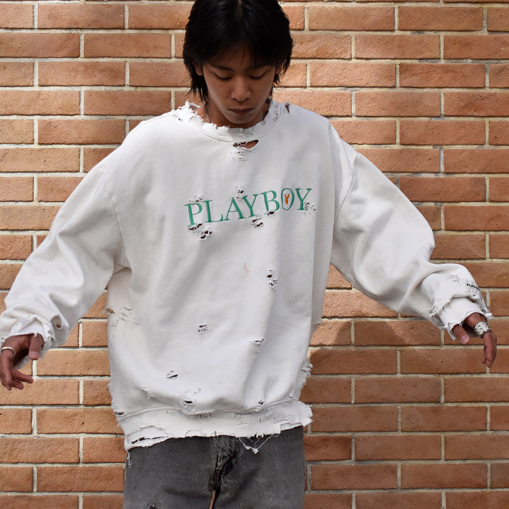 Y2K ボロ！ PLAYBOY 刺繍スウェット 240226H