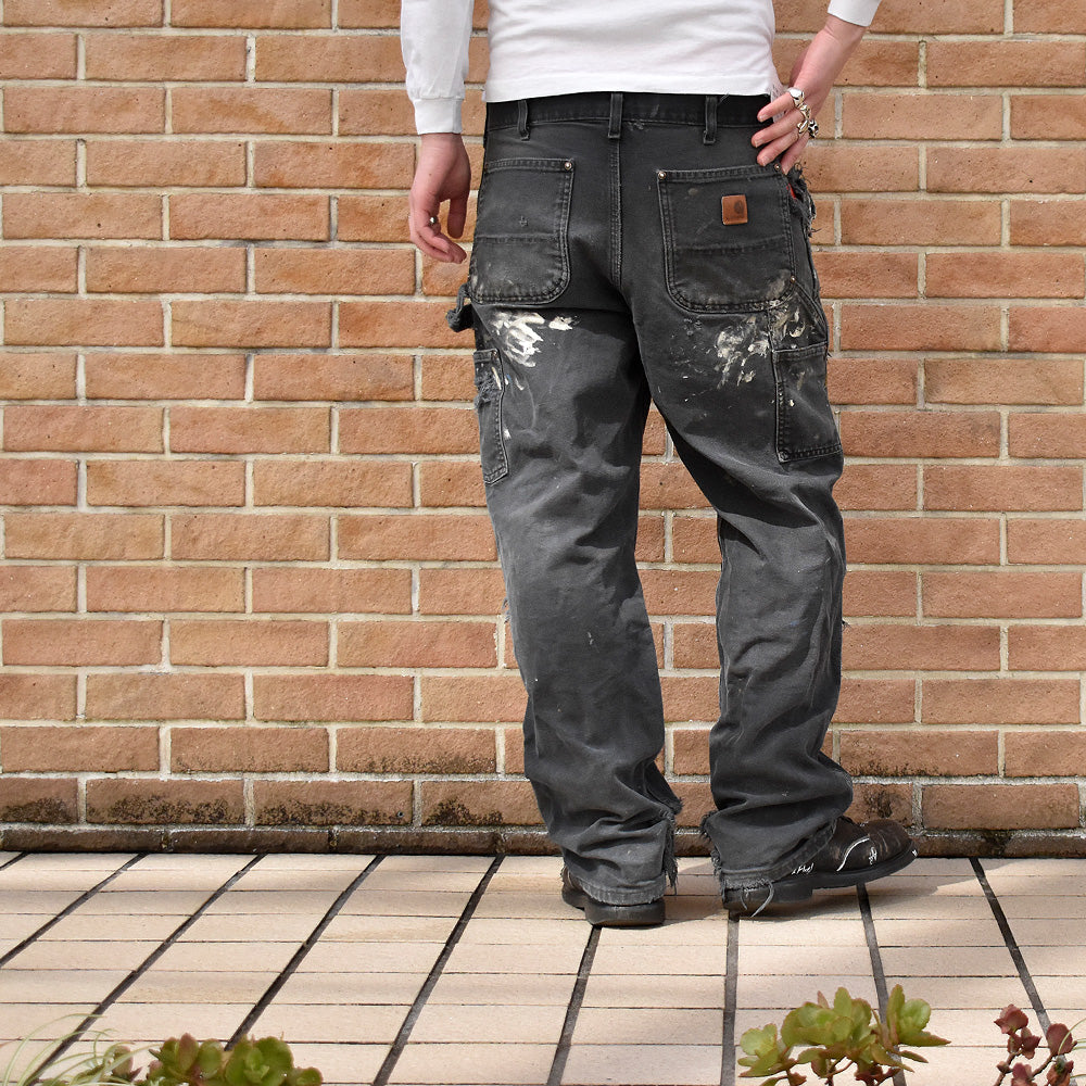 Carhartt ブラック！ ボロ！ ダブルニー ダック ペインターパンツ 250317H