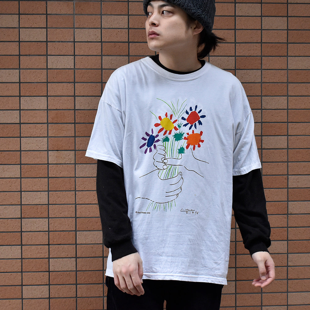 Y2K Pablo Picasso “花束を持つ手” art Tシャツ 240325H