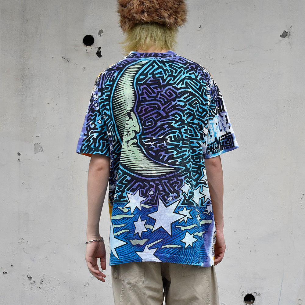 90's  AOP！ LIQUID BLUE “SUN & MOON” Tシャツ USA製 250603H
