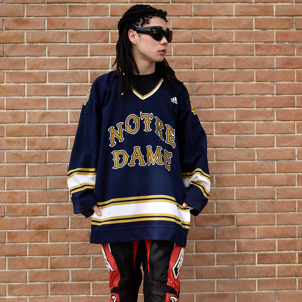 Y2K デッドストック adidas Notre Dame ホッケーシャツ 240318H