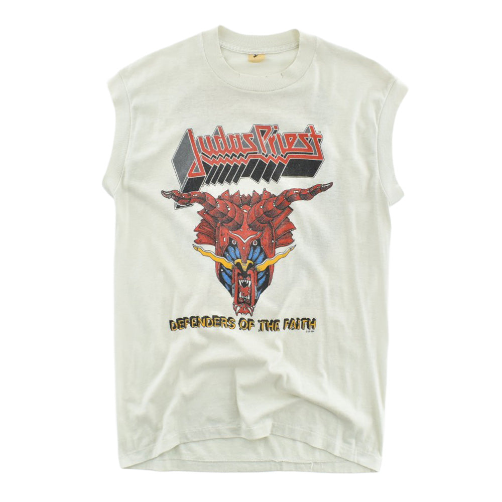 80's Judas Priest "Defenders of the Faith" ノースリーブ ヘヴィメタル ロックT 260710H