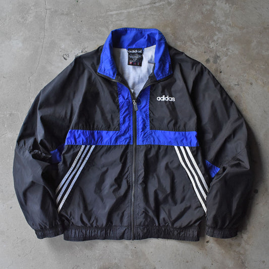 90’s adidas ナイロン トラックジャケット ブラック×エレクトリックブルー 251010H