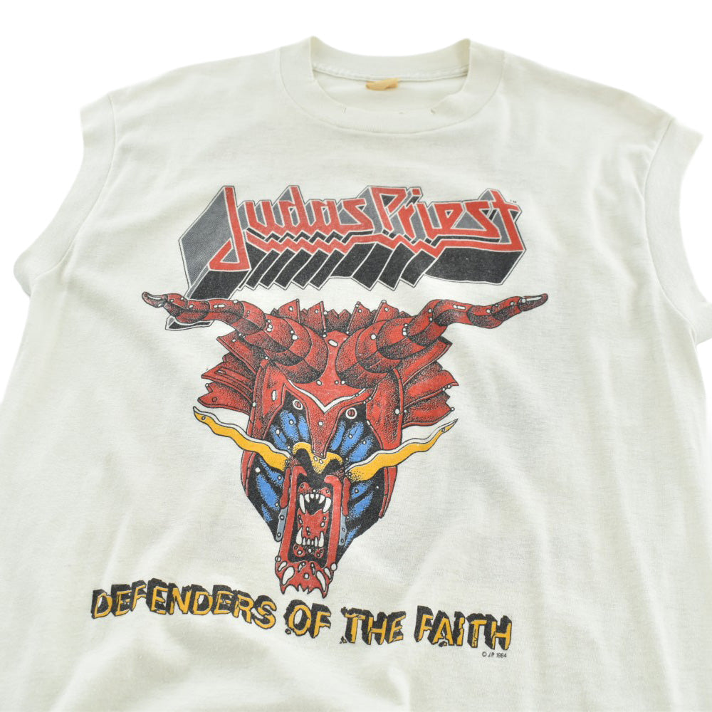 80's Judas Priest "Defenders of the Faith" ノースリーブ ヘヴィメタル ロックT 260710H