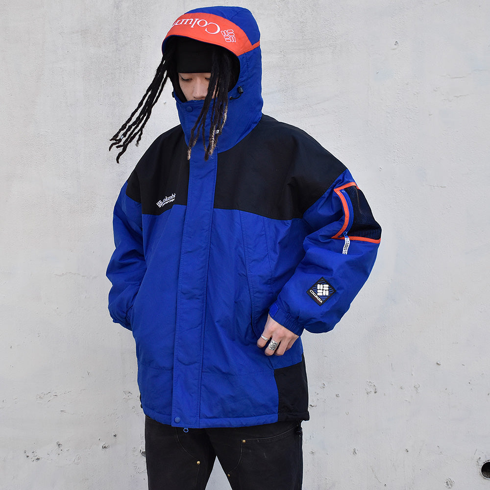Y2K Columbia フード付き 中綿入り ナイロンジャケット ナイスカラー！ 240213H