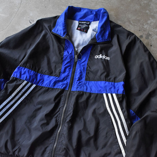 90’s adidas ナイロン トラックジャケット ブラック×エレクトリックブルー 251010H