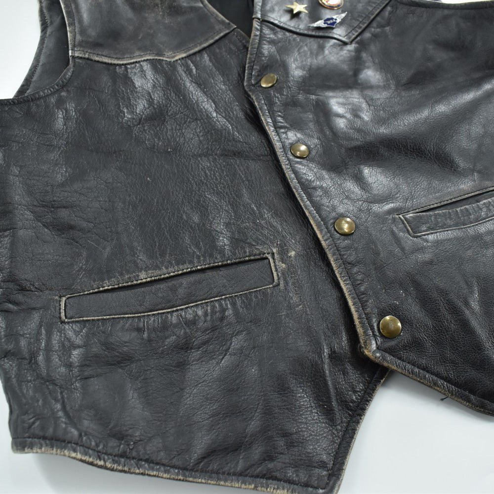 90’s レザーバイカーベスト BSAピンズ 260227H