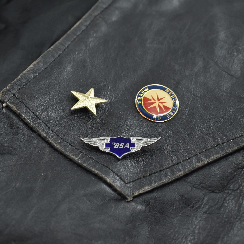 90’s レザーバイカーベスト BSAピンズ 260227H