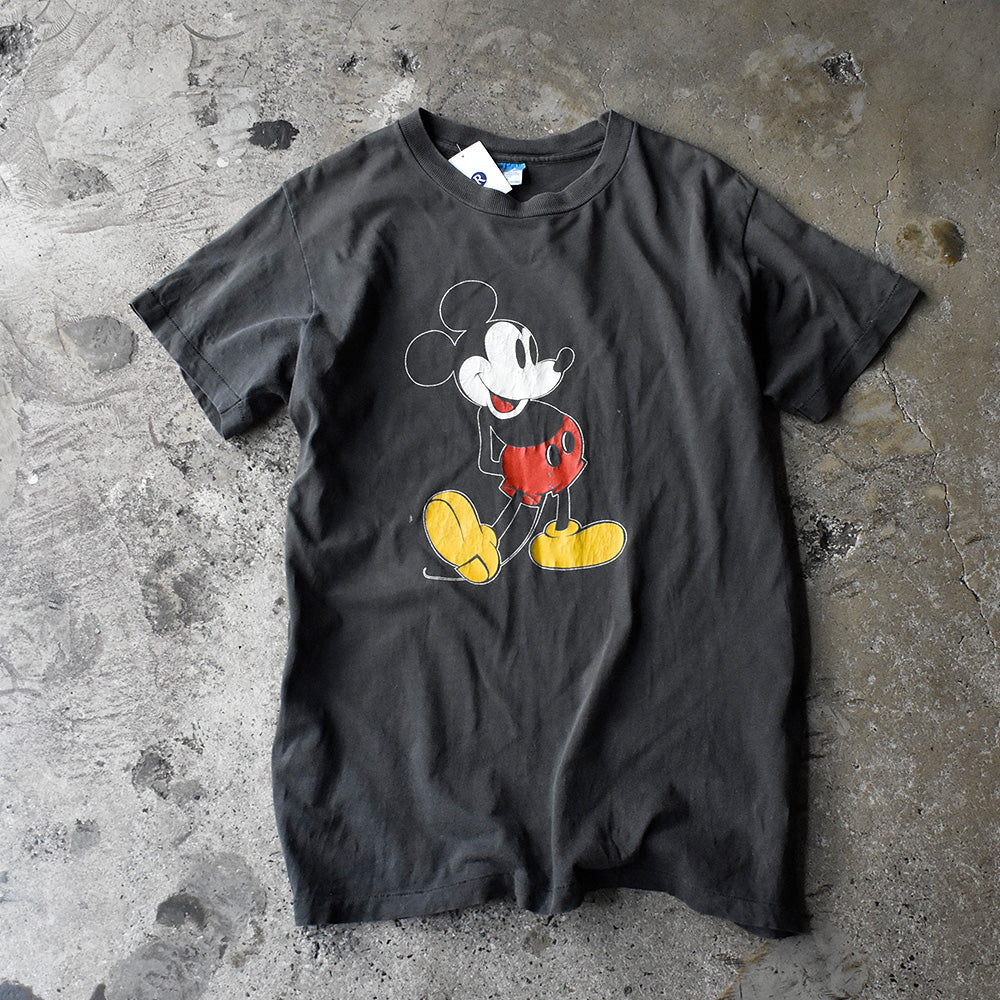 80's Disney “Mickey“ ブラック スミクロ！ キャラ Tシャツ USA製 250803H