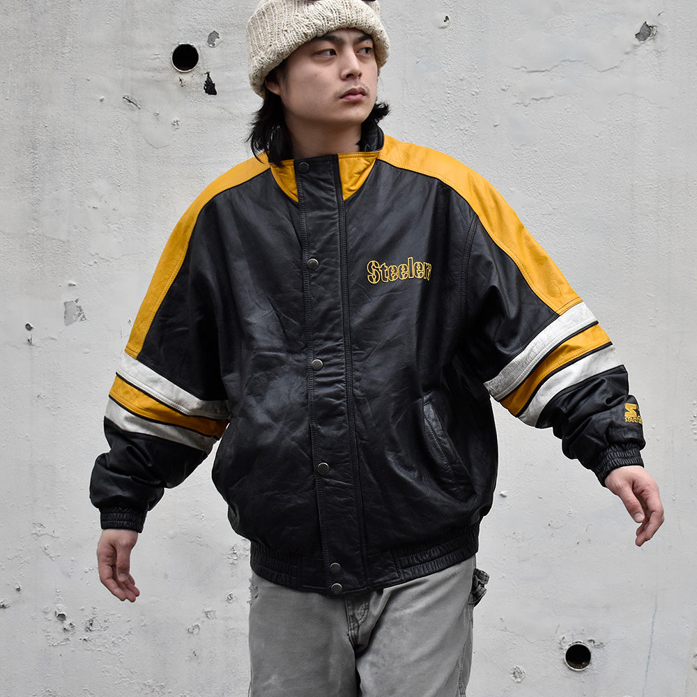 90's STARTER NFL “Pittsburgh Steelers” レザージャケット 240122H