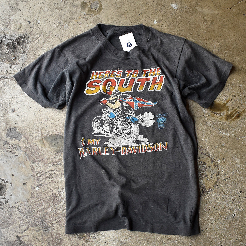 80's Harley Davidson "HERE'S TO THE SOUTH" 3D EMBLEM Tシャツ 240718H