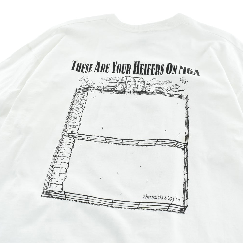 90's Pharmacia & Upjohn "THESE ARE YOUR HEIFERS" 発情牛 ジョーク Tシャツ 260828H