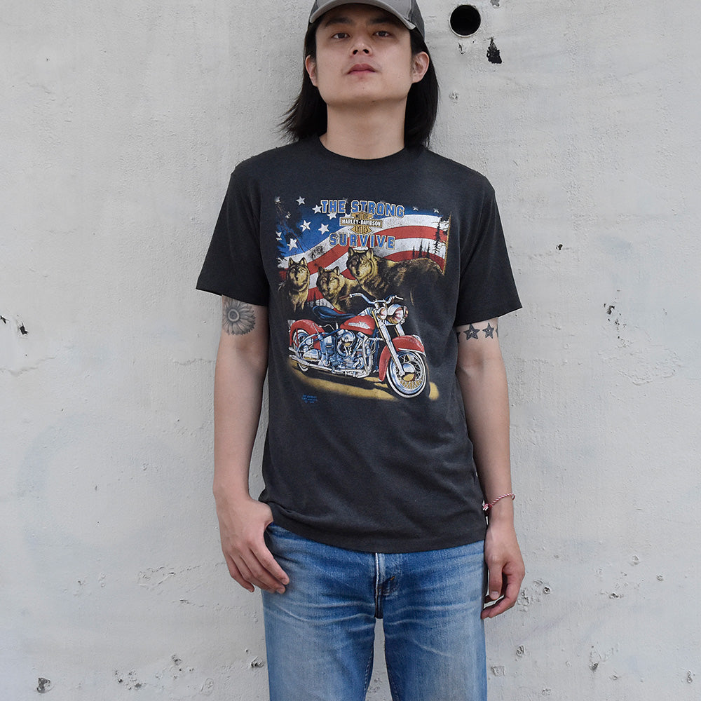 90's Harley Davidson 3D EMBLEM “ウルフ×ハーレー“ Tシャツ USA製 240721H
