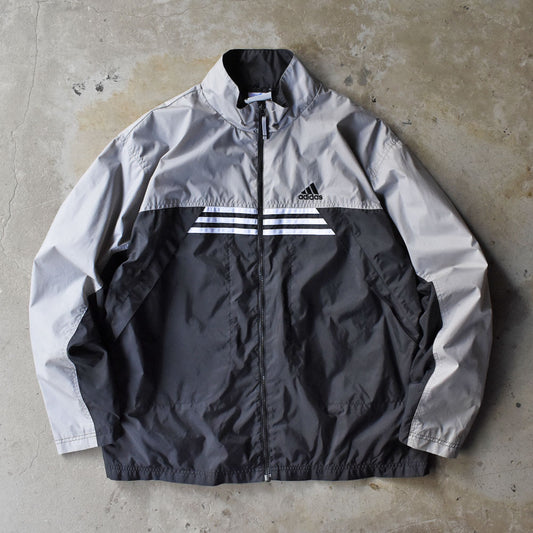 90’s adidas ナイロン トラックジャケット ブラック×グレー 251007H
